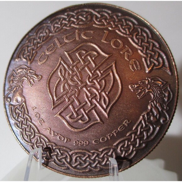 Celtic Lore - Cernunnos - 1oz .999 copper round-Framed with display Stand - Picture 7 of 7